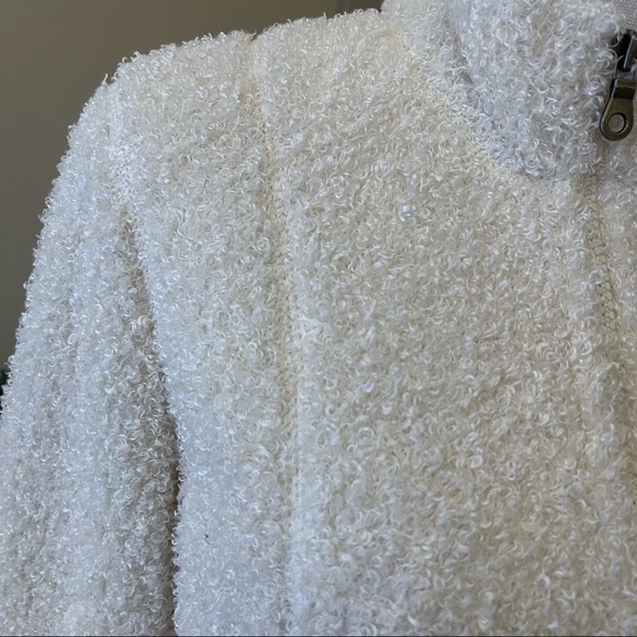 J. Jill Winter White Teddy Bear Fuzzy Zip Up Cardigan Sweater Jacket - Picture 4 of 16